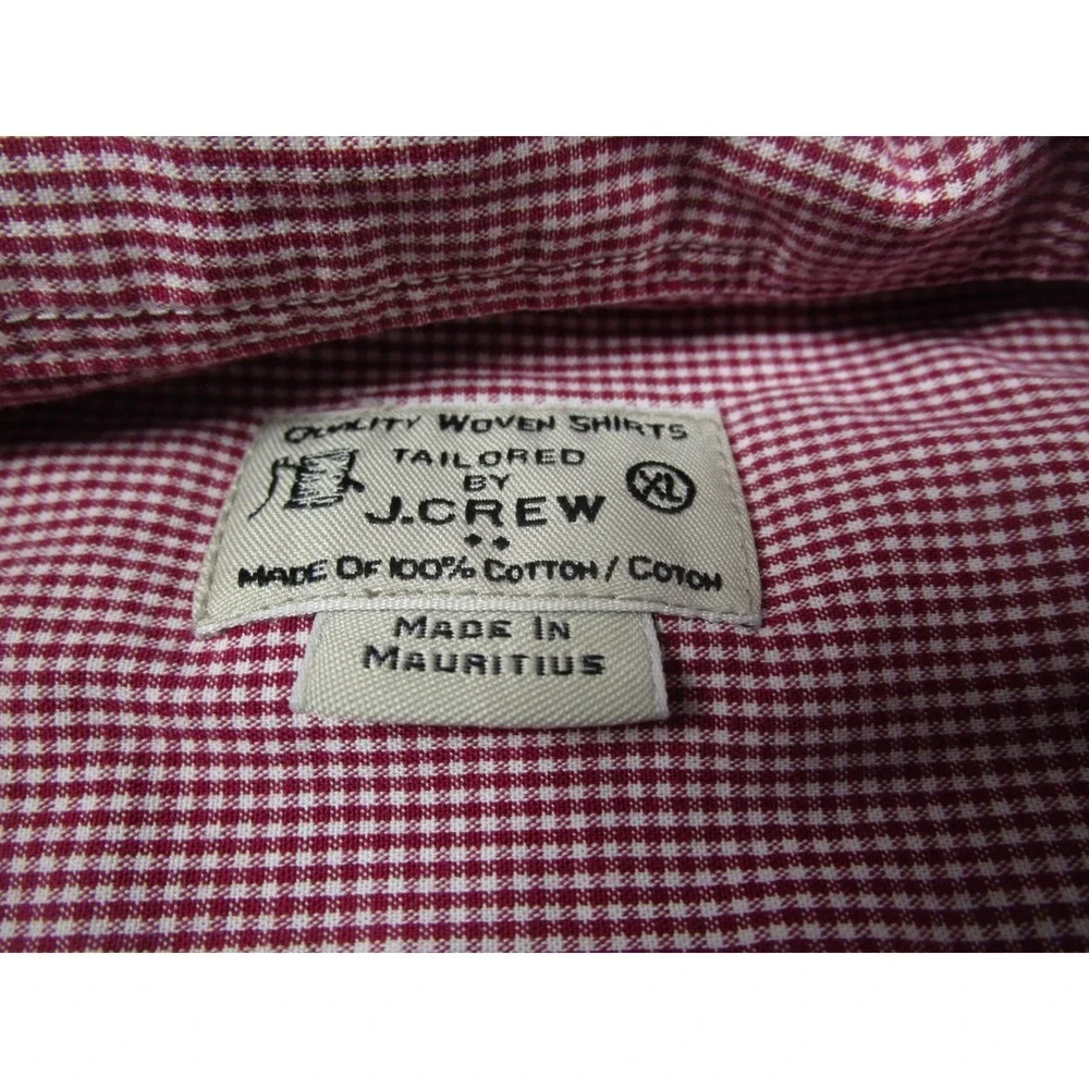 J Crew‎ Shirt Mens XL Red Checked Casual Preppy Button Down Long Sleeve